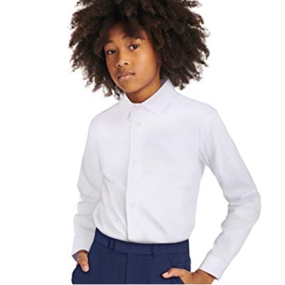 Calvin Klein Boys' Big Slim Button Down White Shirt size 12